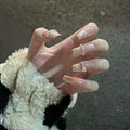 Press-On Nails Gold Glitter Glue-On Reusable
