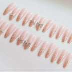Press-On Nails Gold Glitter Glue-On Reusable