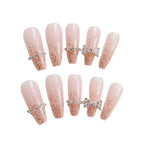 Press-On Nails Gold Glitter Glue-On Reusable