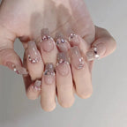 Press-On Nails Gold-Plated Glitter & Rhinestones Glue-On Kit
