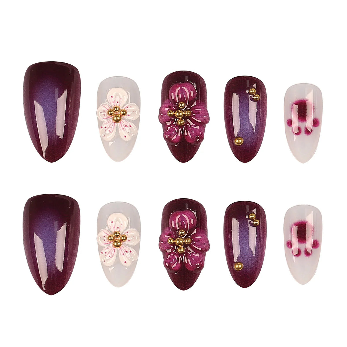 Press-On Nails Gothic Floral Peel-And-Stick Reusable