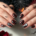 Press-On Nails Gothic Floral Red Set of 24