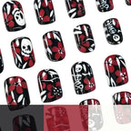 Press-On Nails Gothic Floral Red Set of 24