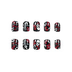 Press-On Nails Gothic Floral Red Set of 24