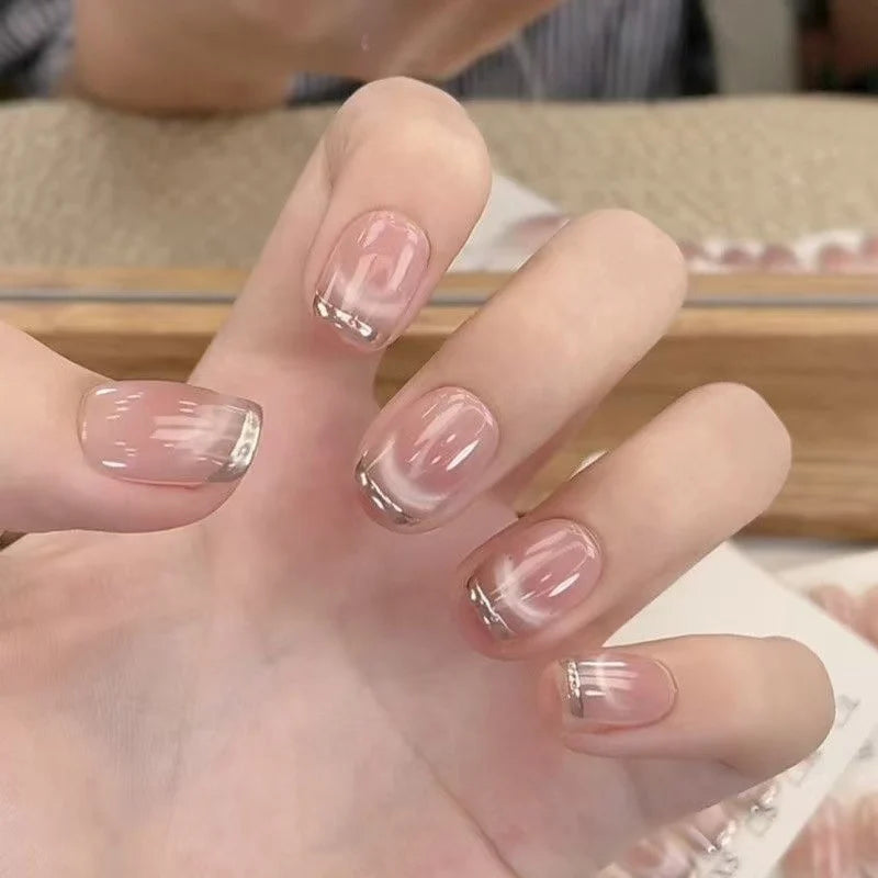 Press-On Nails Gradient French Tip Easy Application Full Set
