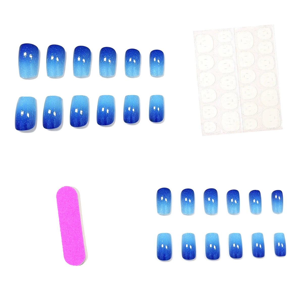 Press-On Nails Gradient Glitter Long-Lasting Set of 24