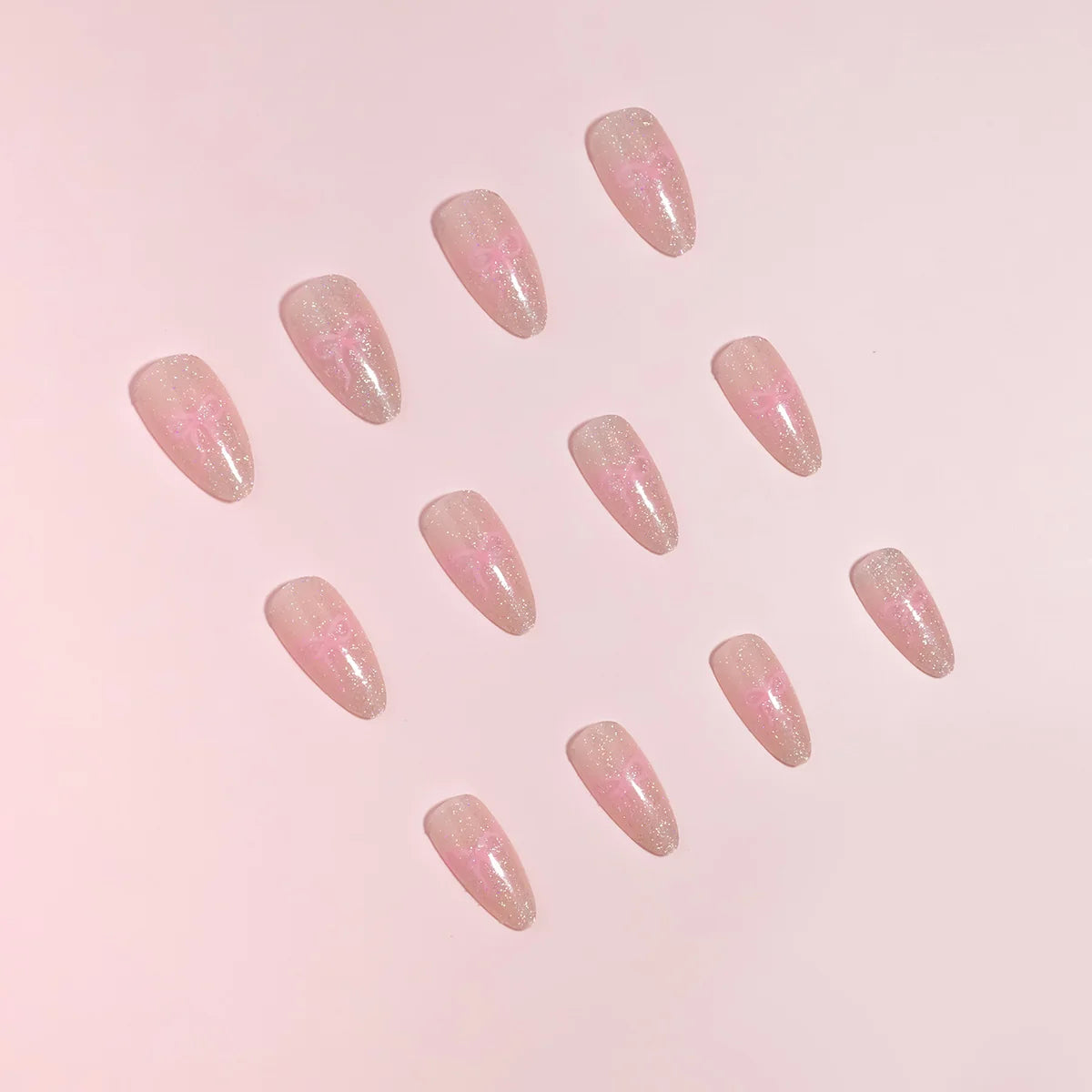 Press-On Nails Gradient Glitter Set of 24 Multiple Sizes