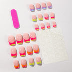 Press-On Nails Gradient Ombre Floral Long-Lasting