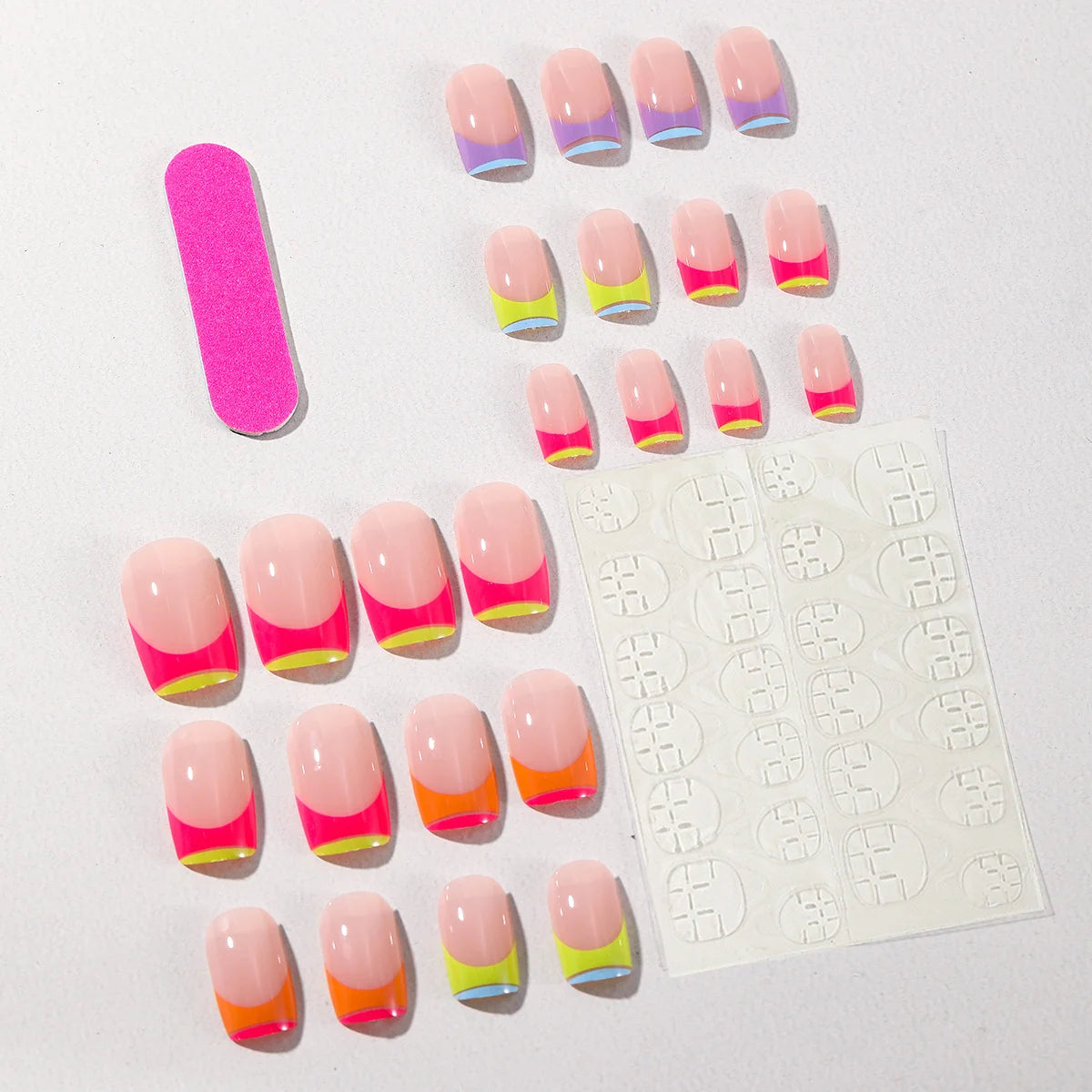 Press-On Nails Gradient Ombre Floral Long-Lasting