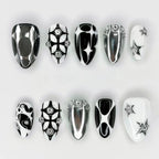 Press-On Nails Graphic Black & White Reusable