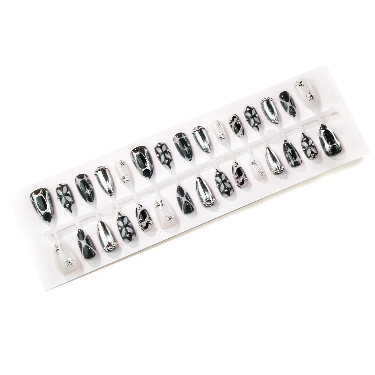 Press-On Nails Graphic Black & White Reusable