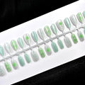 Press-On Nails Green Floral Sparkle Peel-And-Press