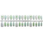 Press-On Nails Green Floral Sparkle Peel-And-Press