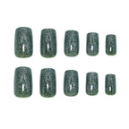 Press-On Nails Green Glitter Peel & Stick 24-Piece