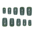 Press-On Nails Green Glitter Peel & Stick 24-Piece