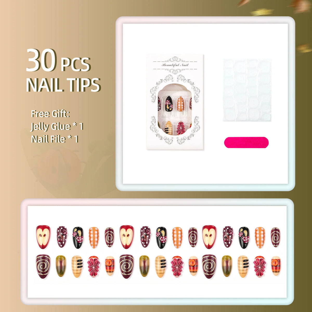 Press-On Nails Hand-Painted Easy Application & Comfortable Fit