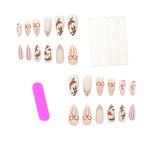 Press-On Nails Hand-Painted Floral Acrylic 24-Piece