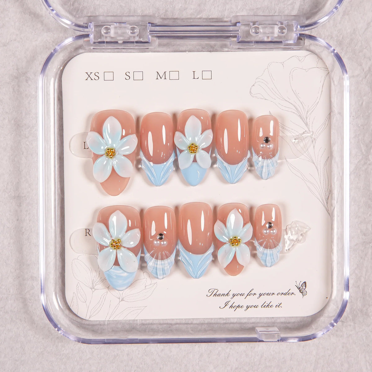 Press-On Nails Hand-Painted Floral Easy Application & Comfortable Fit