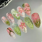 Press-On Nails Hand-Painted Floral Easy Application & Comfortable Fit