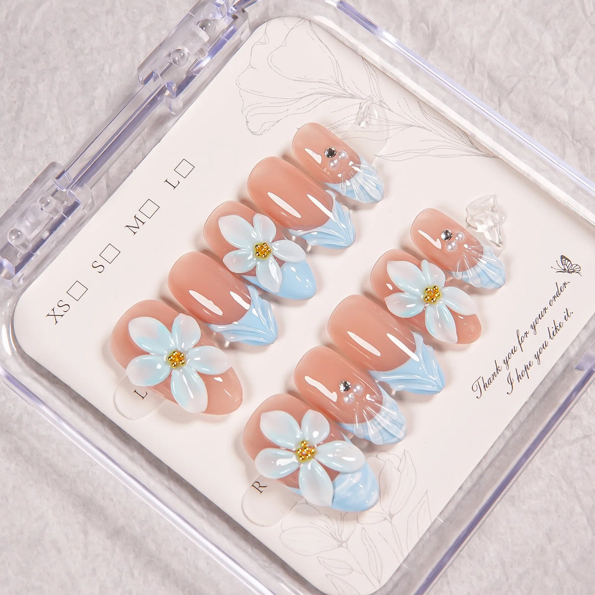 Press-On Nails Hand-Painted Floral Easy Application & Comfortable Fit