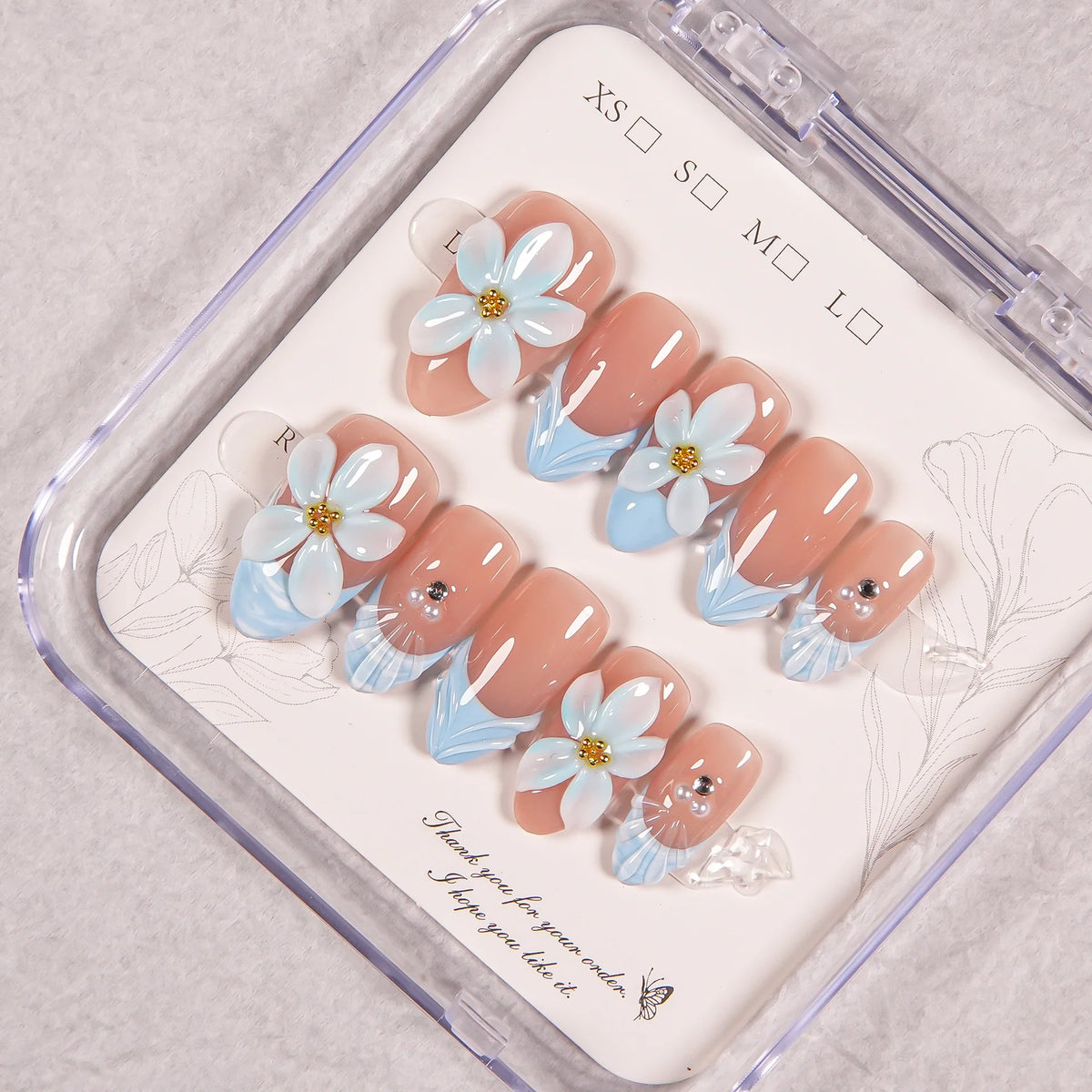 Press-On Nails Hand-Painted Floral Easy Application & Comfortable Fit