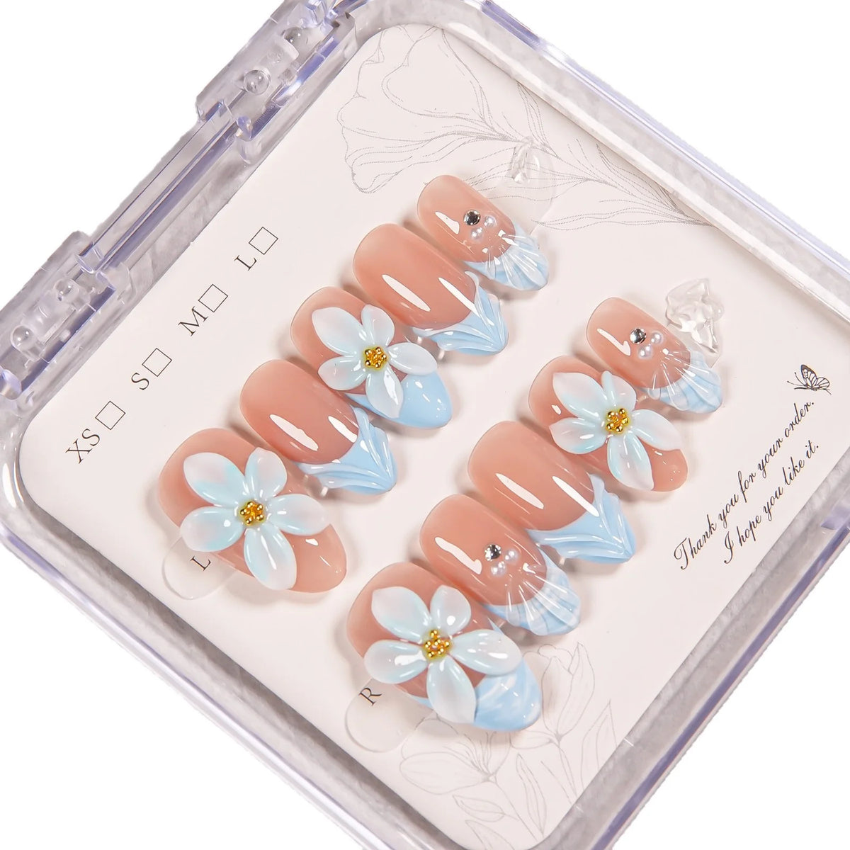 Press-On Nails Hand-Painted Floral Easy Application & Comfortable Fit