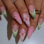 Press-On Nails Hand-Painted Floral Glossy Peel & Press