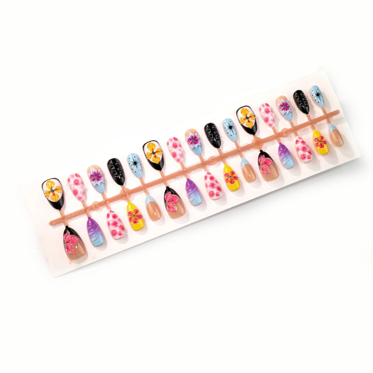 Press-On Nails Hand-Painted Floral Peel-And-Apply