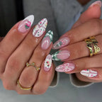Press-On Nails Hand-Painted Floral Peel-And-Stick