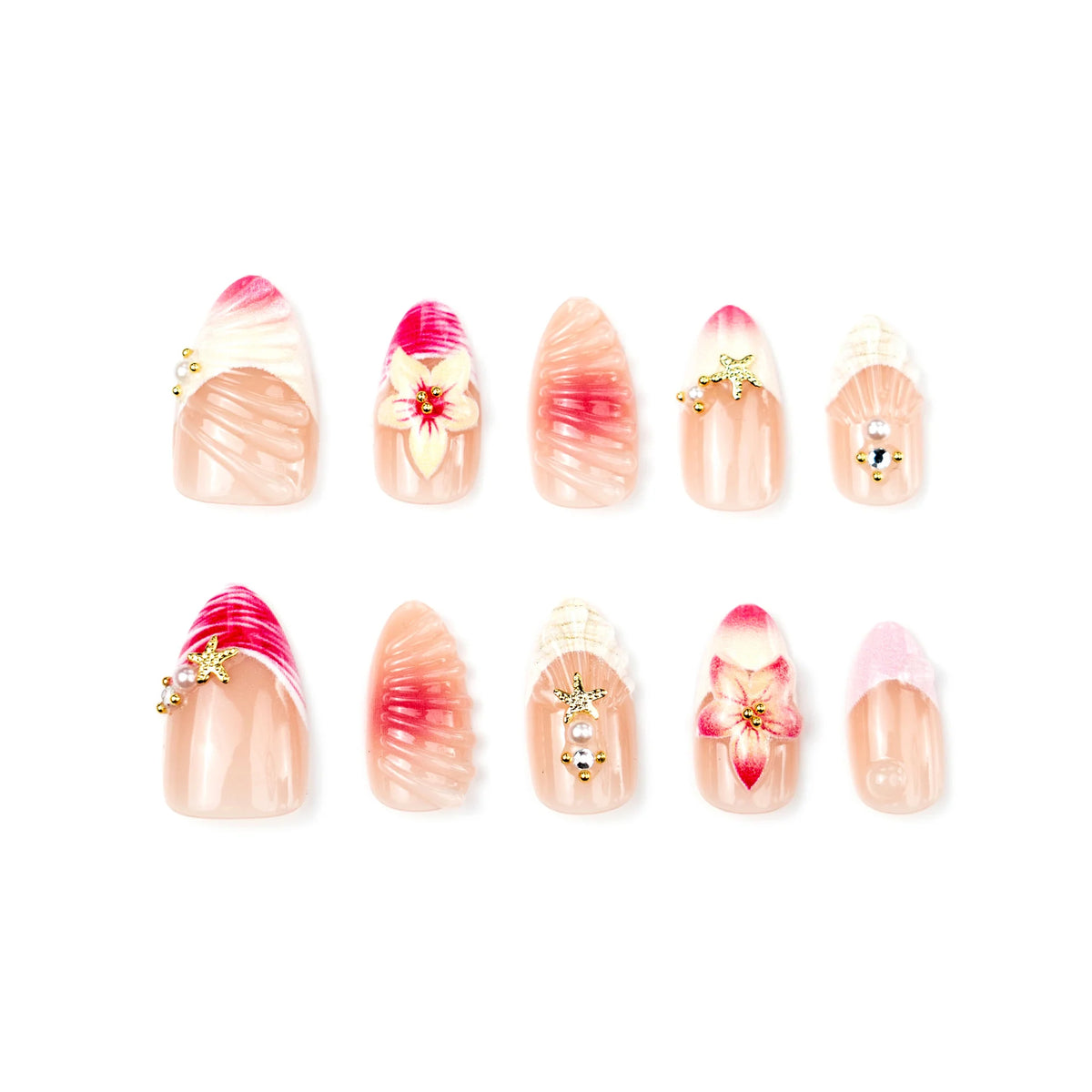 Press-On Nails Hand-Painted Floral Peel & Stick