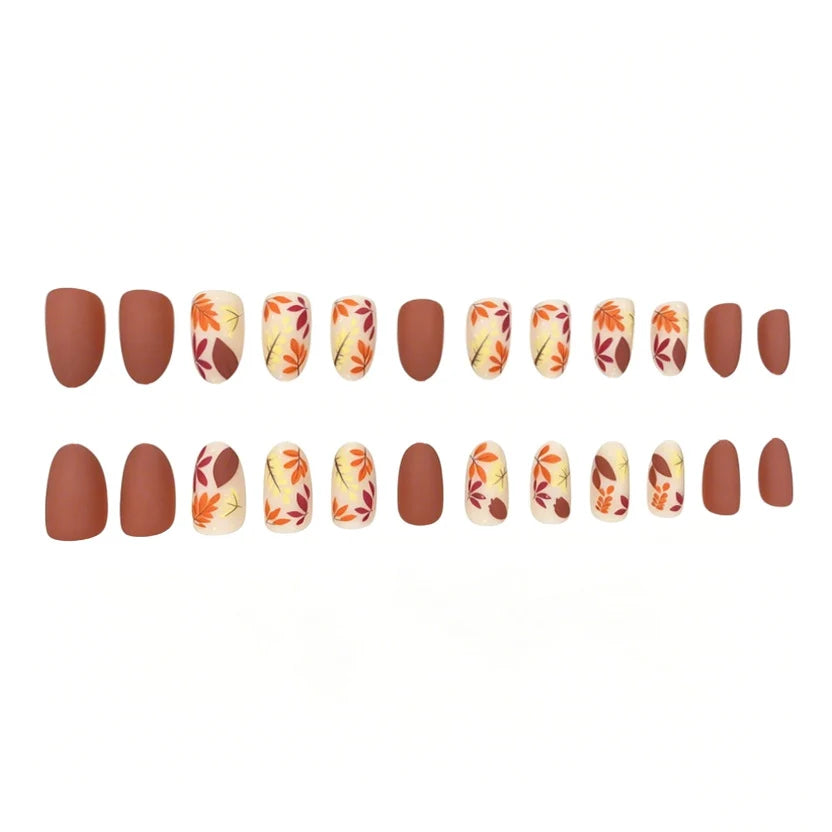 Press-On Nails Hand-Painted Floral Self-Adhesive 24-Piece