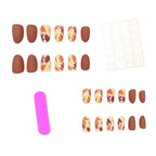 Press-On Nails Hand-Painted Floral Self-Adhesive 24-Piece
