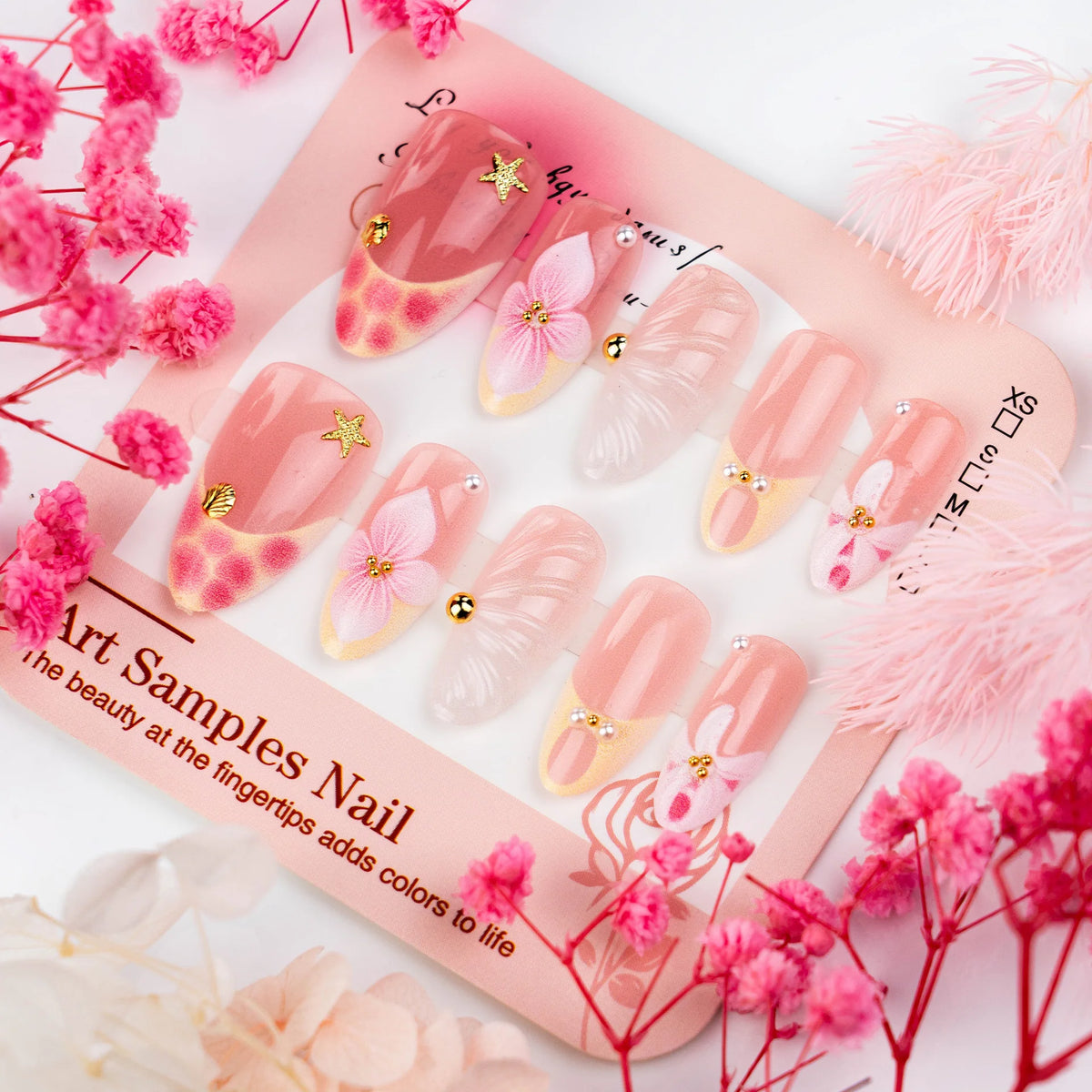 Press-On Nails Handcrafted Floral Easy Apply Durable Fit