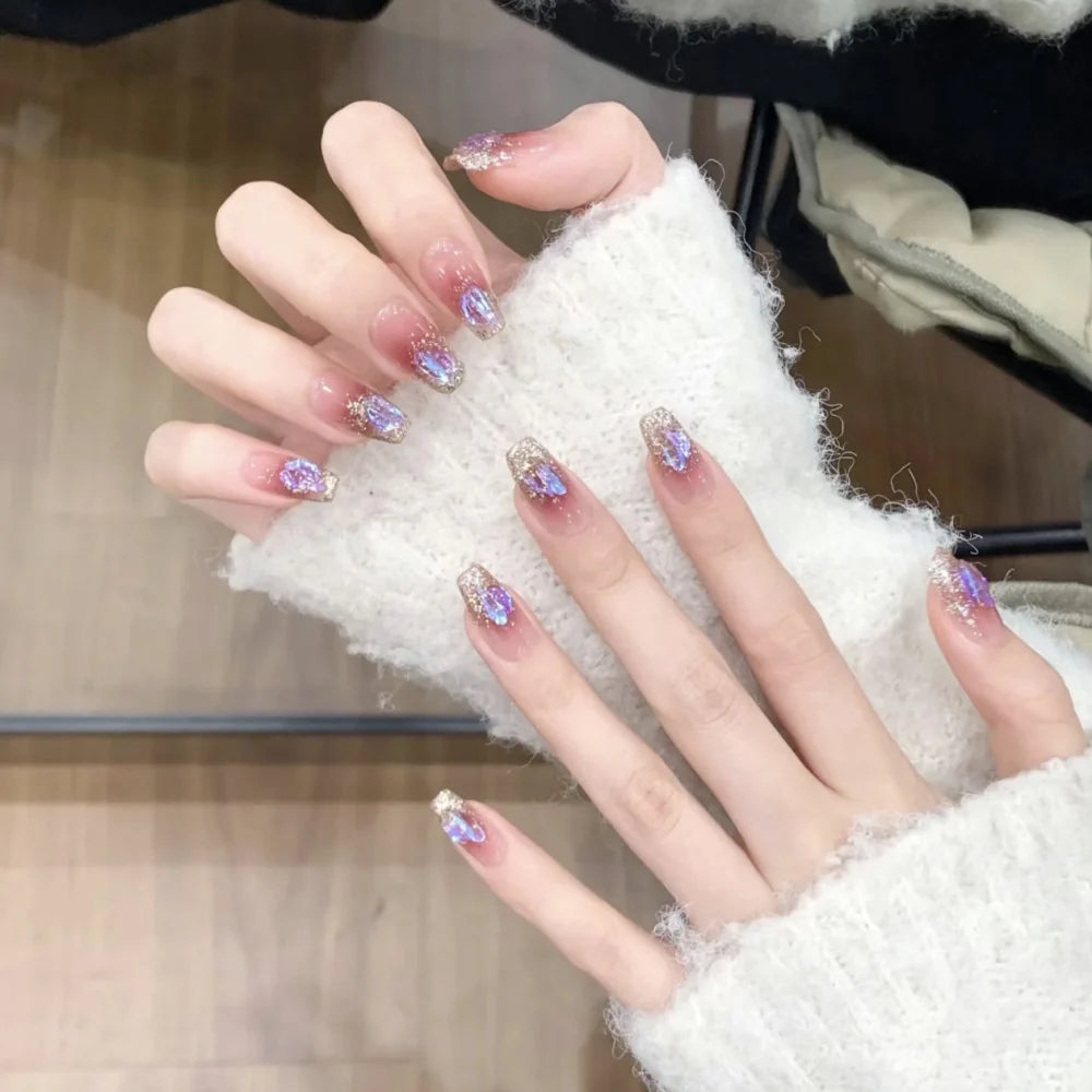 Press-On Nails Handmade Holographic Finish