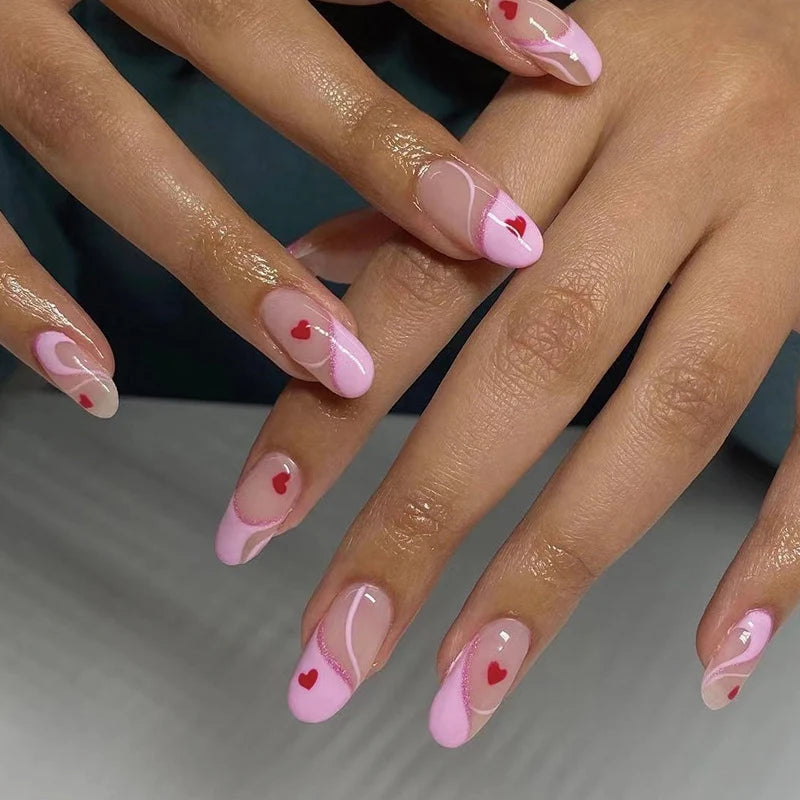 Press-On Nails Heart Accent Easy Apply & Comfortable Fit