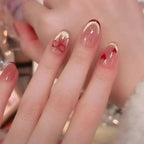 Press-On Nails Heart & Bow Design Durable Finish