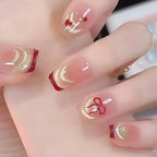 Press-On Nails Heart & Bow Design Durable Finish