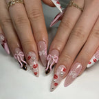 Press-On Nails Heart & Bow Design Easy Application