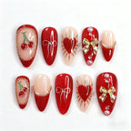 Press-On Nails Heart & Cherry Reusable Easy Apply