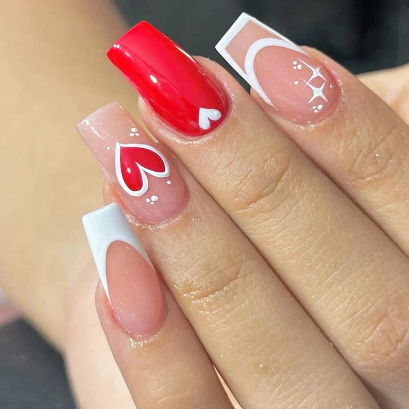 Press-On Nails Heart Design Peel And Stick