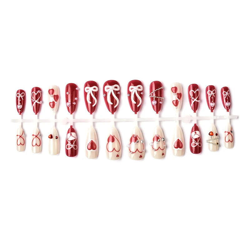 Press-On Nails Heart Design Peel-And-Stick