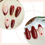 Press-On Nails Heart-Embellished Almond Shape Multiple Sizes