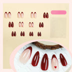 Press-On Nails Heart-Embellished Almond Shape Multiple Sizes