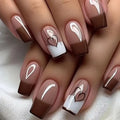 Press-On Nails Heart-Embellished Blue Gel