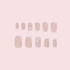 Press-On Nails Heart Embellished Glossy Easy Application