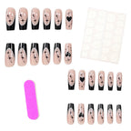 Press-On Nails Heart-Embellished Glossy Salon-Quality Set of 24