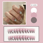 Press-On Nails Heart-Embellished Glossy Silver