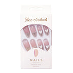 Press-On Nails Heart-Embellished Glossy Silver