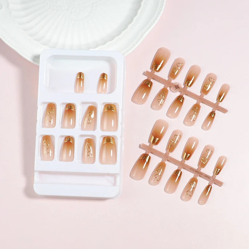 Press-On Nails Heart Embellished Reusable Set of 30