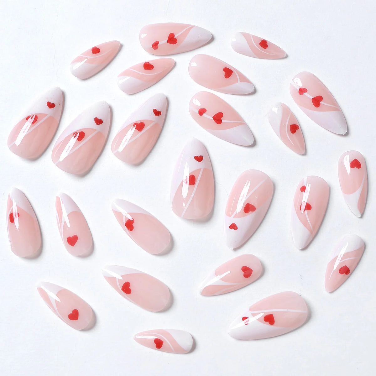 Press-On Nails Heart-Patterned Self-Adhesive & Long-Lasting